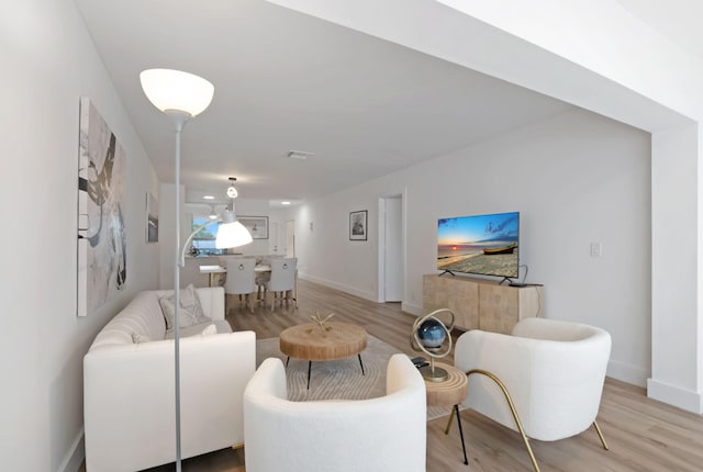 living room with light wood-type flooring