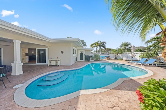 view of pool featuring a patio