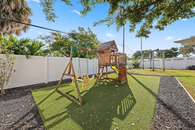 view of yard featuring a playground