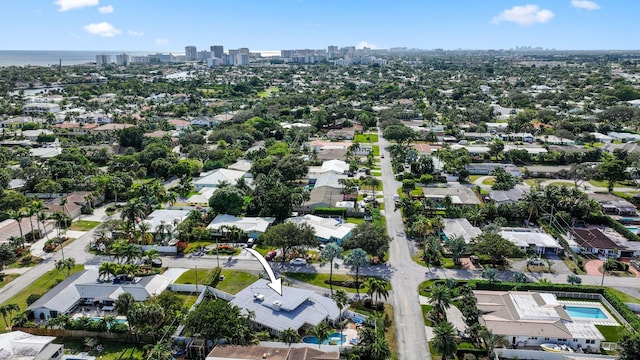 bird's eye view featuring a water view