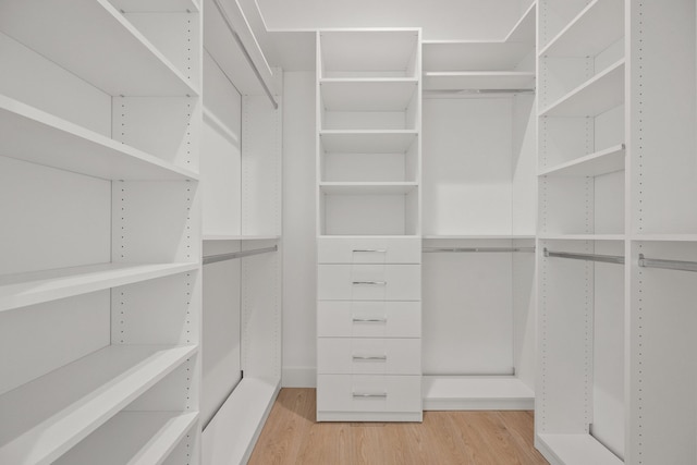 spacious closet with light wood-type flooring