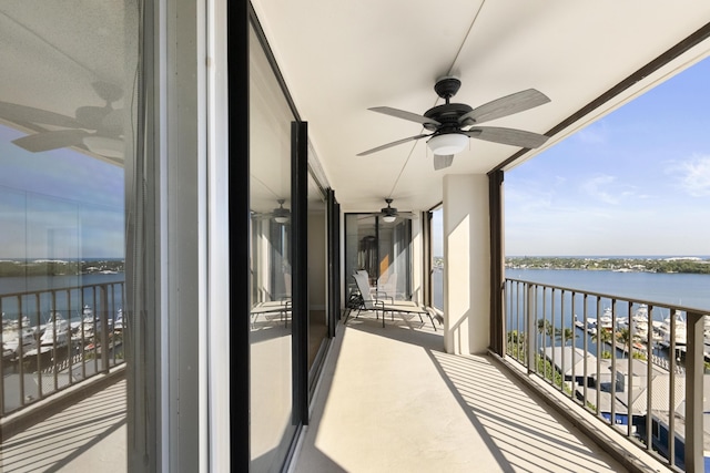 balcony with a water view