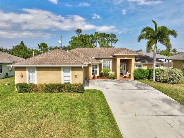 ranch-style home with a front yard