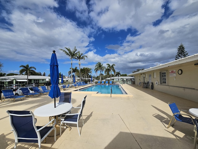 view of pool featuring a patio area