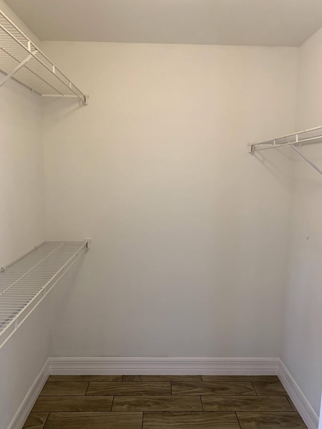 spacious closet with wood tiled floor