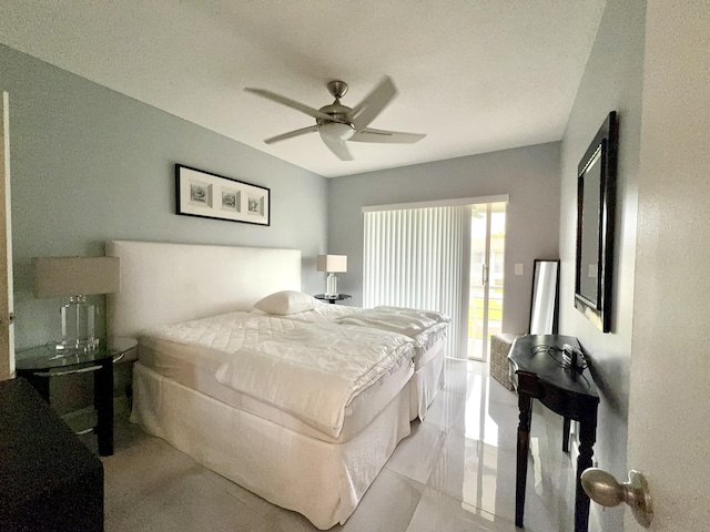 bedroom featuring ceiling fan