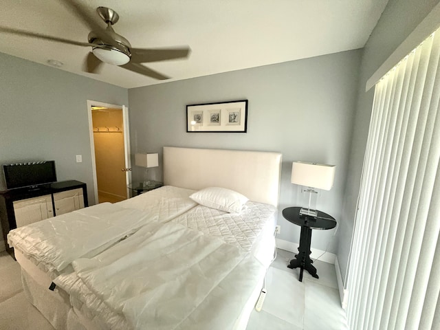 bedroom featuring ceiling fan