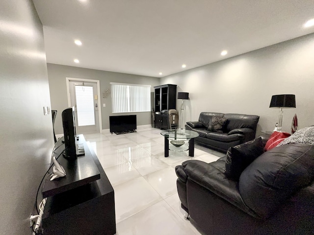 view of tiled living room