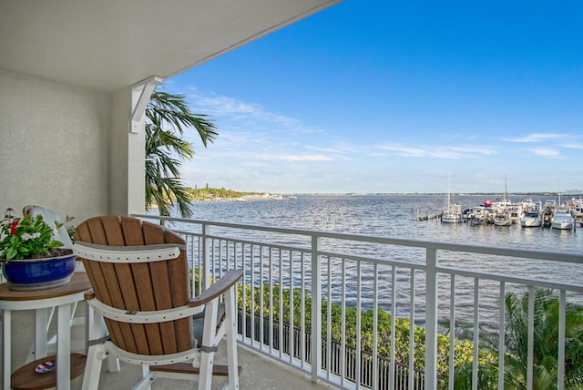 balcony with a water view