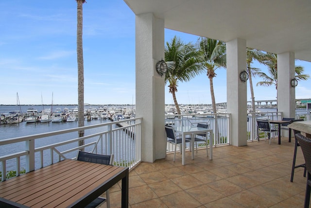 balcony with a water view