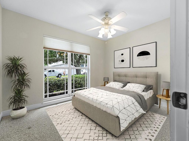 bedroom featuring carpet and ceiling fan