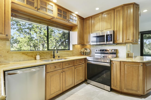 kitchen featuring sink, stainless steel appliances, and plenty of natural light