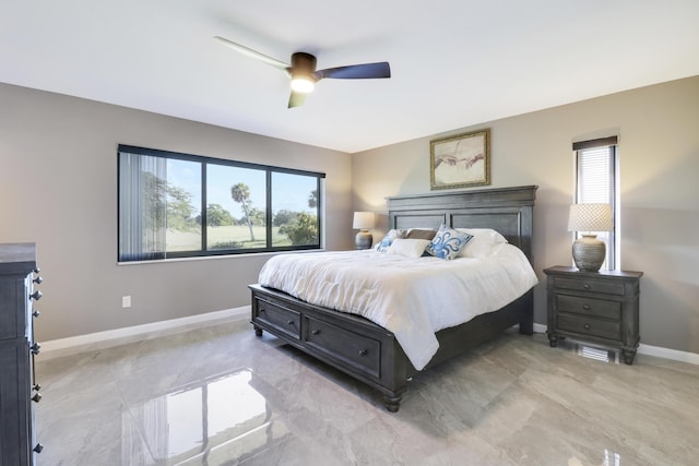 bedroom featuring ceiling fan