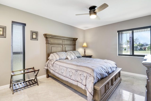 bedroom featuring ceiling fan