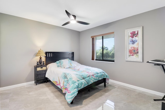 bedroom featuring ceiling fan