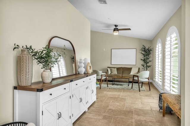 interior space featuring lofted ceiling