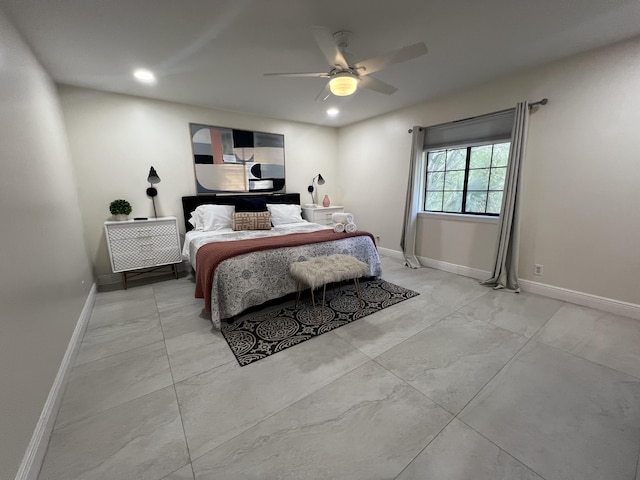 bedroom featuring ceiling fan