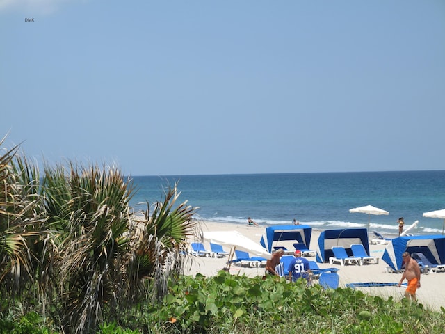 property view of water featuring a view of the beach