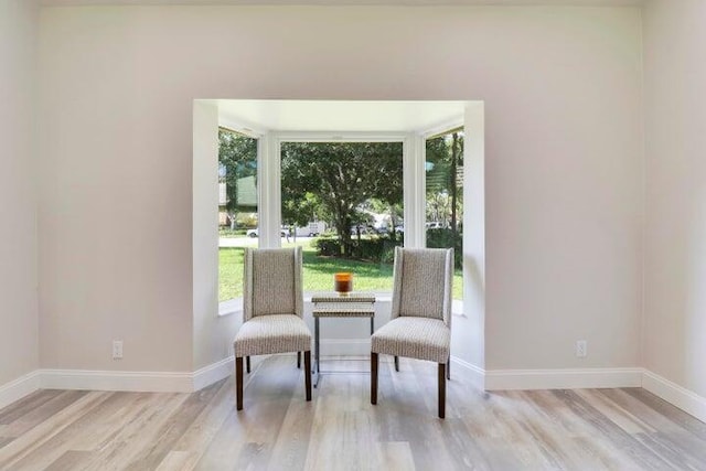 living area with light wood-type flooring