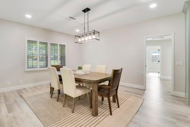 dining area featuring light hardwood / wood-style floors