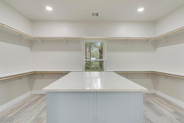 spacious closet with light wood-type flooring