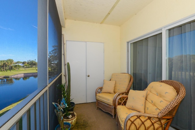 balcony with a water view