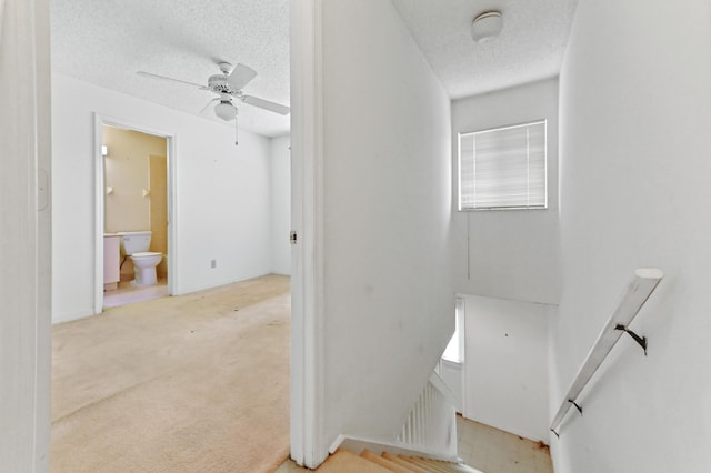 interior space featuring ceiling fan, a healthy amount of sunlight, and a textured ceiling