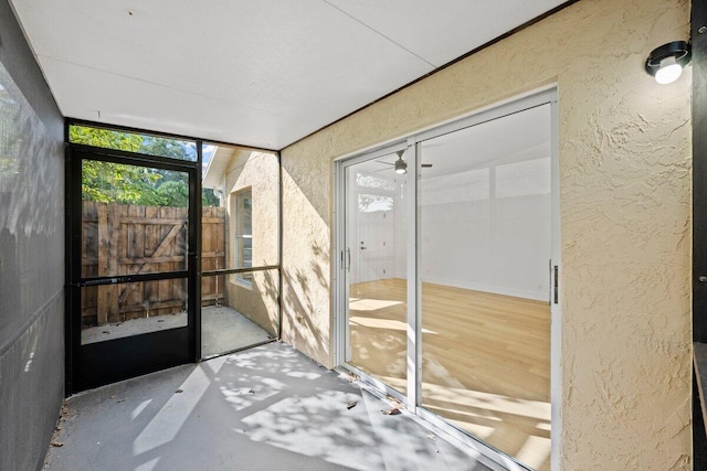 view of unfurnished sunroom