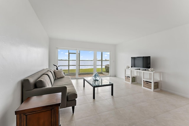 view of tiled living room