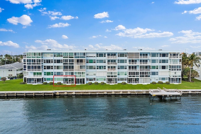 view of property with a water view