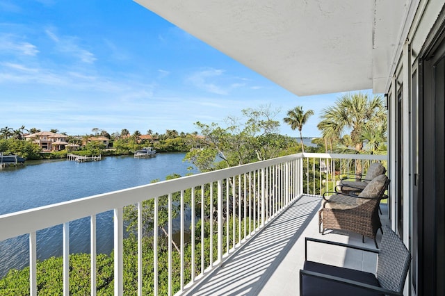 balcony with a water view