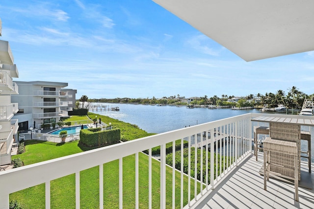 balcony with a water view