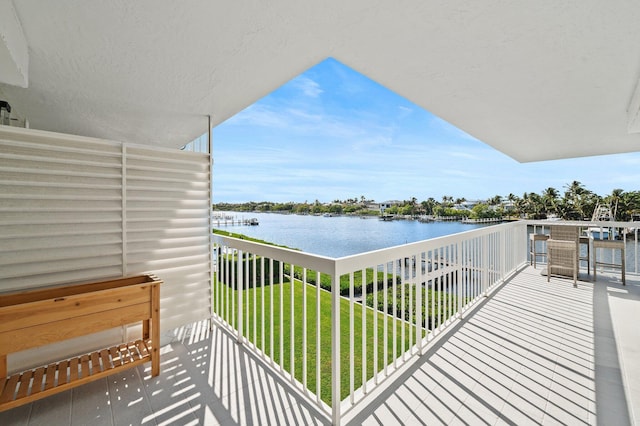 balcony with a water view