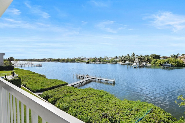 dock area featuring a water view