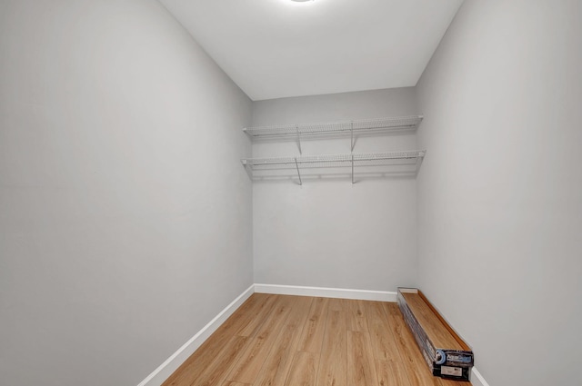 walk in closet with hardwood / wood-style floors