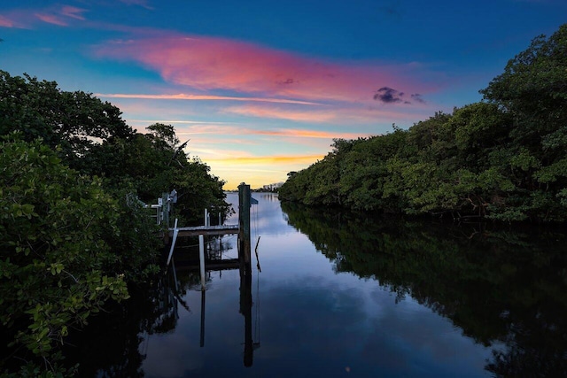 water view with a boat dock