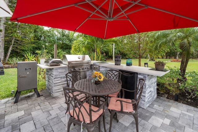 view of patio with area for grilling