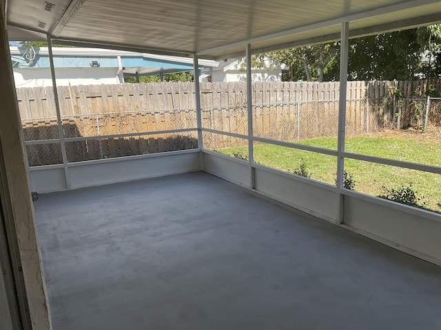 view of unfurnished sunroom