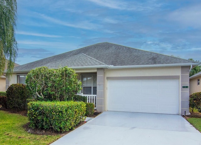 ranch-style home with a garage