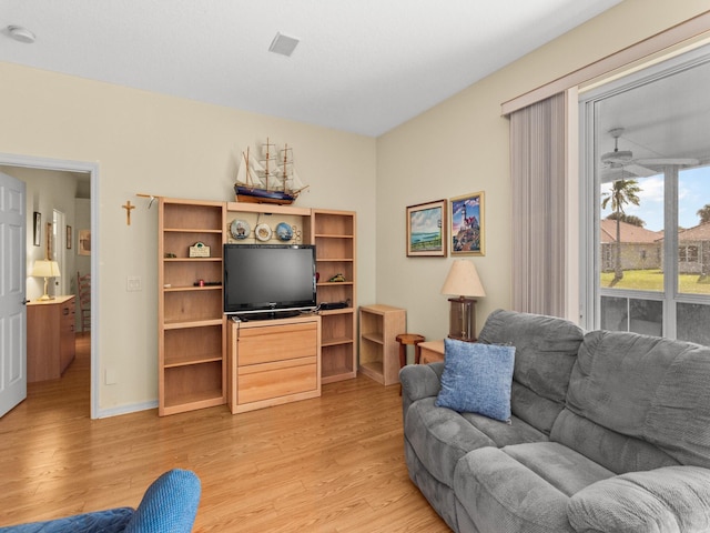 living room featuring light hardwood / wood-style flooring