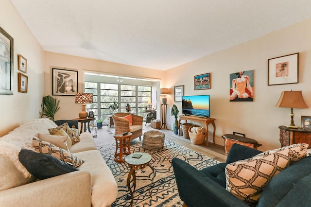 living room with light hardwood / wood-style floors