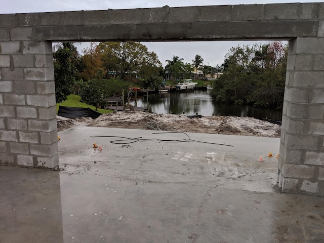 view of patio / terrace featuring a water view