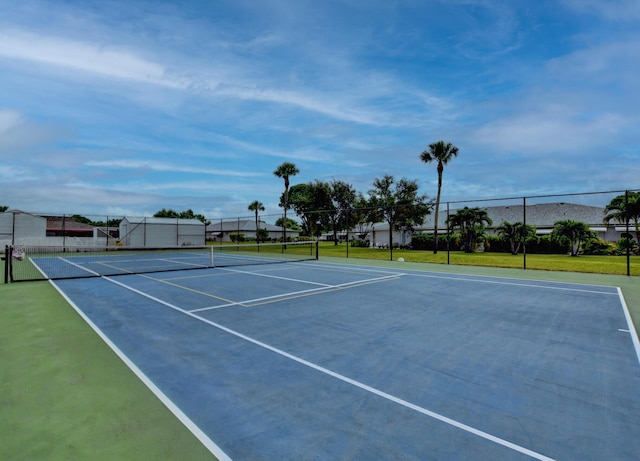 view of tennis court with basketball court