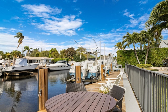 view of dock featuring a water view