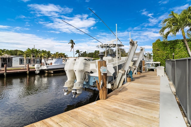 view of dock featuring a water view