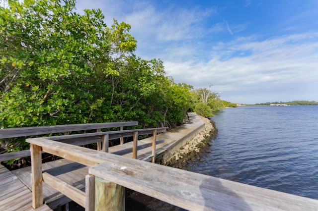 view of dock featuring a water view