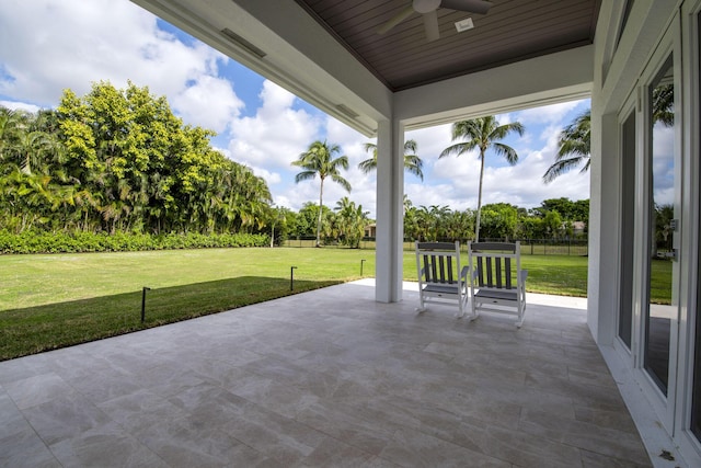 view of patio with ceiling fan