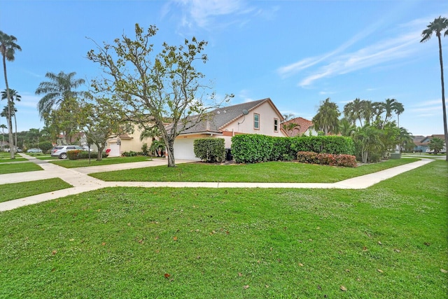 view of front of home with a front lawn