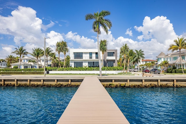 view of dock featuring a water view