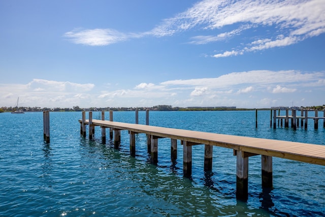 view of dock featuring a water view